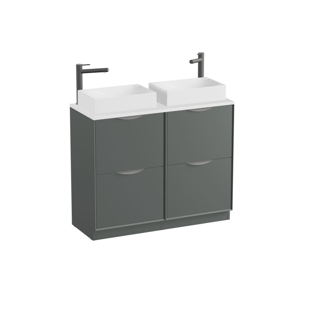 Vado Safari Smooth 1000mm Charcoal Grey Floorstanding Vanity Unit & Gloss White Worktop